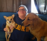 Aaryn and her dogs Harvey and Cornelius