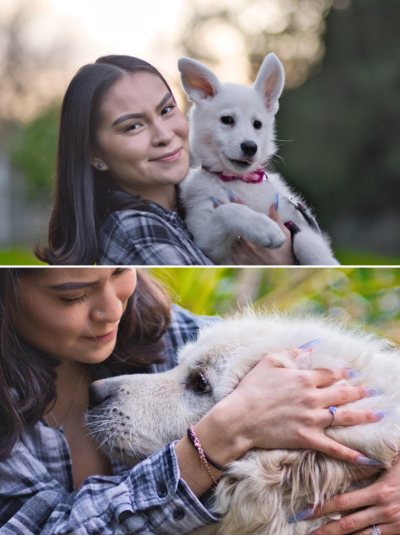 Aaryn and her dogs Harvey and Cornelius